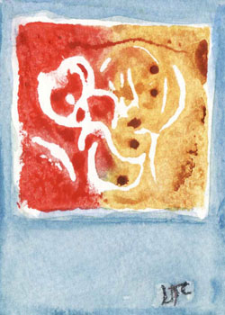 "Almost Primaries" by  Lynn Courtenay,  Madison WI - Watercolor & handmade stamp